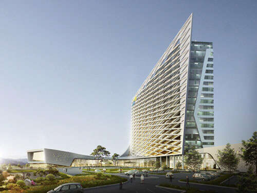 LH는 4월 분당에서 진주로 본사를 이전한다. 진주 이전을 통해 LH는 조직을 슬림화하고 2차 공기업 정상화를 마무리, 100년 기업으로 도약하는 기틀을 마련한다는 계획이다. LH 진주 신사옥 조감도. 사진= LH 제공